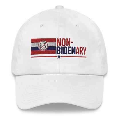 Non-Bidenary White Structured Adjustable Hat